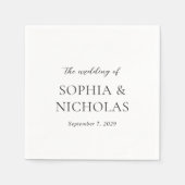 Einfache Schwarz-Weiß-Hochzeit Serviette (Vorderseite)