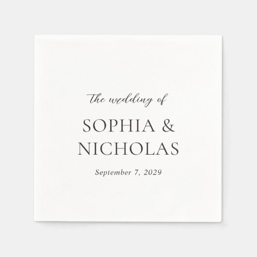 Einfache Schwarz-Weiß-Hochzeit Serviette (Vorderseite)