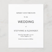 Einfache Schwarz-Weiß-Hochzeit spart das Datum (Vorderseite)