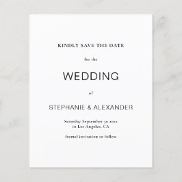 Einfache Schwarz-Weiß-Hochzeit spart das Datum