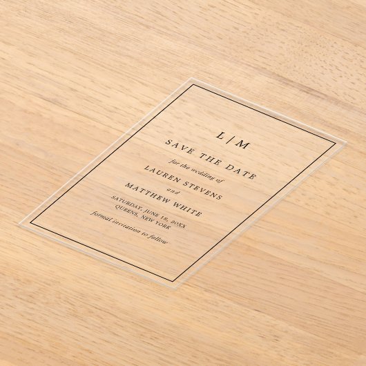 Einfache Schwarz-Weiß-Hochzeit speichern Sie das D Acryleinladungen (Ablage )