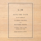 Einfache Schwarz-Weiß-Hochzeit speichern Sie das D Acryleinladungen (Vorderseite)