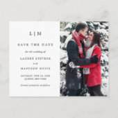 Einfache Schwarz-Weiß-Hochzeit speichern Sie das D Ankündigungspostkarte (Vorderseite)