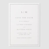 Einfache Schwarz-Weiß-Hochzeit speichern Sie das D Pergament Einladungen (Vorderseite)