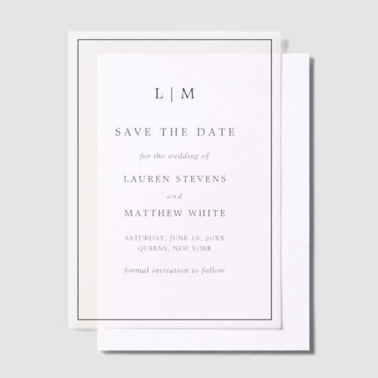 Einfache Schwarz-Weiß-Hochzeit speichern Sie das D Pergament Einladungen (Versetzt)