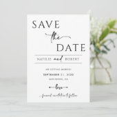 Einfache Schwarz-Weiß-Hochzeit speichert das Datum Einladung (Stehend Vorderseite)