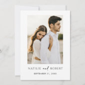 Einfache Schwarz-Weiß-Hochzeit speichert das Datum Einladung (Rückseite)