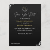 Einfache Schwarz-Weiß-Hochzeit speichert das Datum Postkarte (Vorderseite)