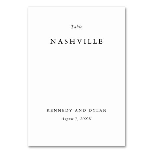 Einfache Schwarz-Weiß-Hochzeit Tischnummer (Vorderseite)