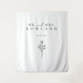 Einfache Schwarz-Weiß-Hochzeit Wandteppich (Vorderseite)