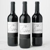 Einfache Schwarz-Weiß-Hochzeit Weinetikett (Flaschen)