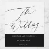 Einfache Schwarz-Weiß-Hochzeit Weinetikett (Einzelnes Label)