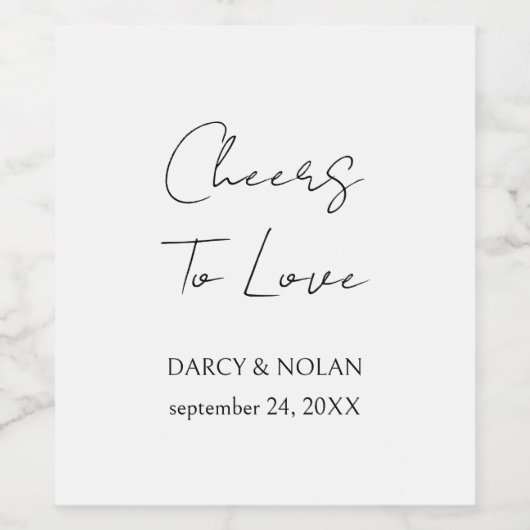 Einfache Schwarz-Weiß-Hochzeit Weinetikett (Einzelnes Label)