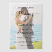 Einfache Schwarz-Weiß-Hochzeits-Overlay Pergament Einladungen (Vorderseite)