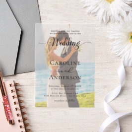 Einfache Schwarz-Weiß-Hochzeits-Overlay Pergament Einladungen