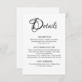 Einfache Schwarz-Weiß-Hochzeitsdetails Begleitkarte (Vorne/Hinten)