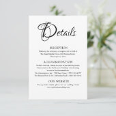 Einfache Schwarz-Weiß-Hochzeitsdetails Begleitkarte (Stehend Vorderseite)