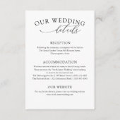 Einfache Schwarz-Weiß-Hochzeitsdetails Begleitkarte (Vorderseite)