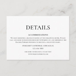 Einfache Schwarz-Weiß-Hochzeitsdetails Begleitkarte