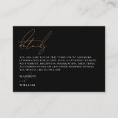 Einfache Schwarz-Weiß-Hochzeitsdetails Begleitkarte (Vorderseite)