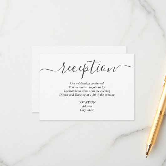 Einfache Schwarz-Weiß-Hochzeitsempfehlung Begleitkarte (Vorderseite/Rückseite Beispiel)