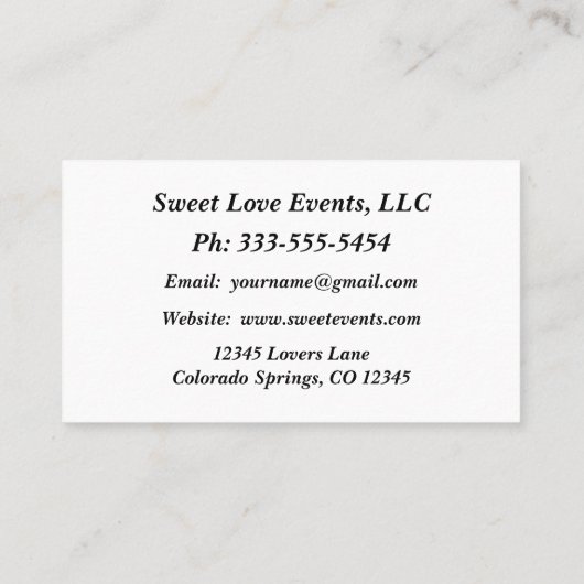 Einfache Schwarz-Weiß-Hochzeitskarte Visitenkarte (Rückseite)