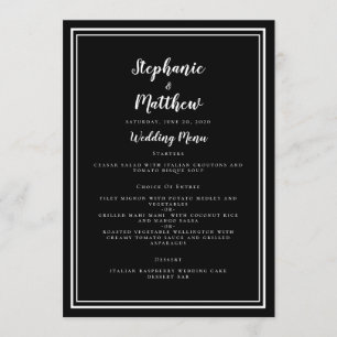 Einfache Schwarz-Weiß-Hochzeitsmenü Klassisch Gera Menükarte
