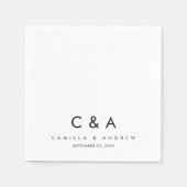 Einfache Schwarz-Weiß-Hochzeitsmonogramm Serviette (Vorderseite)