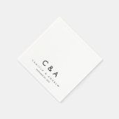 Einfache Schwarz-Weiß-Hochzeitsmonogramm Serviette (Ecke)