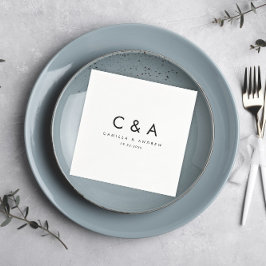 Einfache Schwarz-Weiß-Hochzeitsmonogramm Serviette