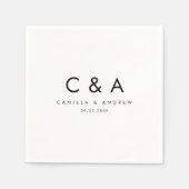 Einfache Schwarz-Weiß-Hochzeitsmonogramm Serviette (Vorderseite)