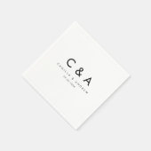 Einfache Schwarz-Weiß-Hochzeitsmonogramm Serviette (Ecke)