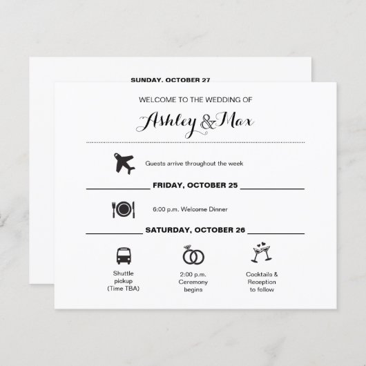 Einfache Schwarz-Weiß-Hochzeitsreise (Vorne/Hinten)