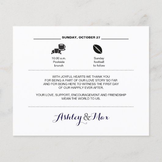 Einfache Schwarz-Weiß-Hochzeitsreise (Rückseite)