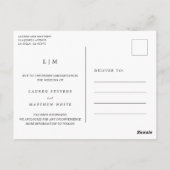 Einfache Schwarz-Weiß-Hochzeitverlängerung Postkarte (Rückseite)