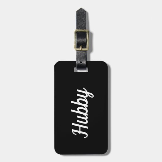 Einfache Schwarz-Weiß-Hubby-Gepäckmarke Gepäckanhänger (Vorderseite vertikal)