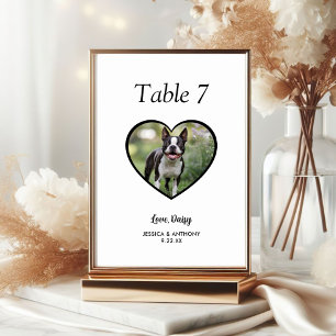 Einfache Schwarz-Weiß-Hunde-Foto-Hochzeit Tischnummer