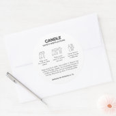 Einfache Schwarz-Weiß-Icons Candle Safety Label Runder Aufkleber (Umschlag)