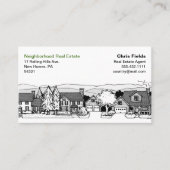 Einfache Schwarz-Weiß-Illustration von Zuhause Visitenkarte (Vorderseite)