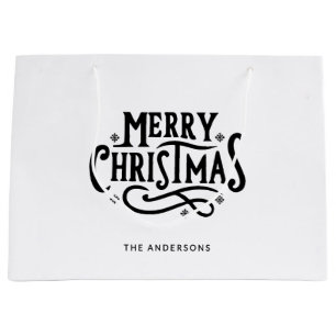 Einfache Schwarz-Weiß-Individuelle Name Frohe Weih Große Geschenktüte