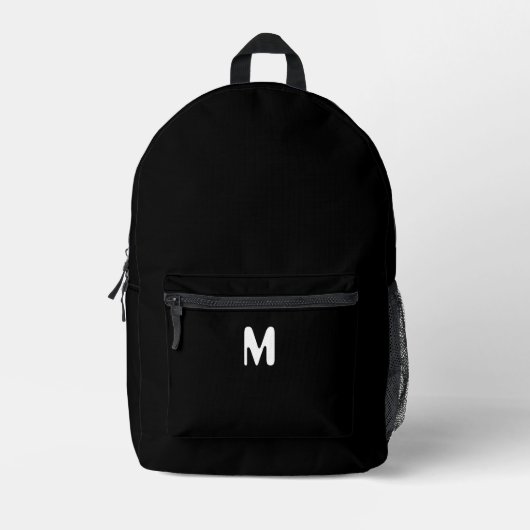 Einfache Schwarz-Weiß-Initial Bedruckter Rucksack (Vorderseite)