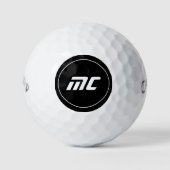Einfache Schwarz-Weiß-Initialen Cool Golfball (Vorderseite)