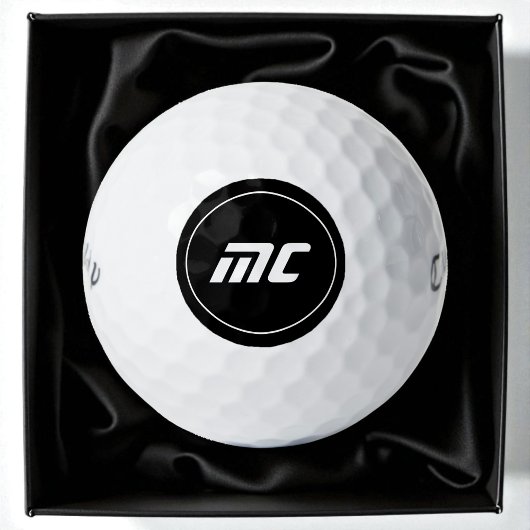 Einfache Schwarz-Weiß-Initialen Cool Golfball