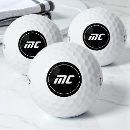 Einfache Schwarz-Weiß-Initialen Cool Golfball