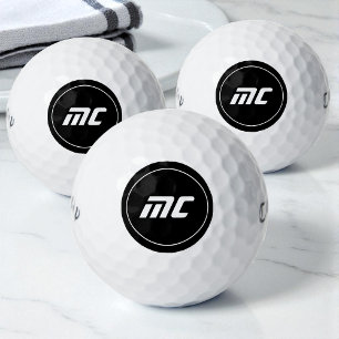 Einfache Schwarz-Weiß-Initialen Cool Golfball