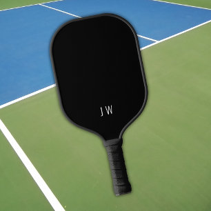 Einfache Schwarz-Weiß-Initialen Elegant Moderne Pickleball Schläger