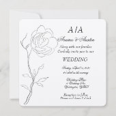 Einfache Schwarz-Weiß-Jasmine-Stem Einladung (Vorderseite)