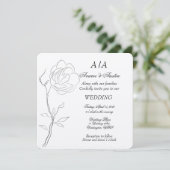 Einfache Schwarz-Weiß-Jasmine-Stem Einladung (Stehend Vorderseite)