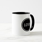 Einfache Schwarz-Weiß-Kaffeekuchen "Liebe" Tasse (VorderseiteRechts)