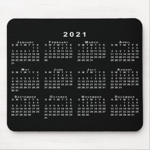 Einfache Schwarz-Weiß-Kalender 2021 Mousepad